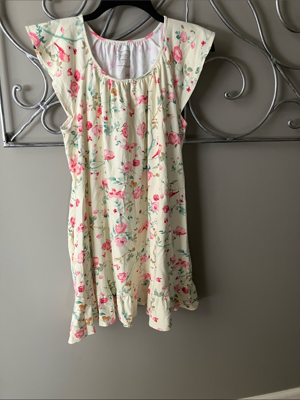 Charter Club Cream Floral Nightgown with Pink Roses
